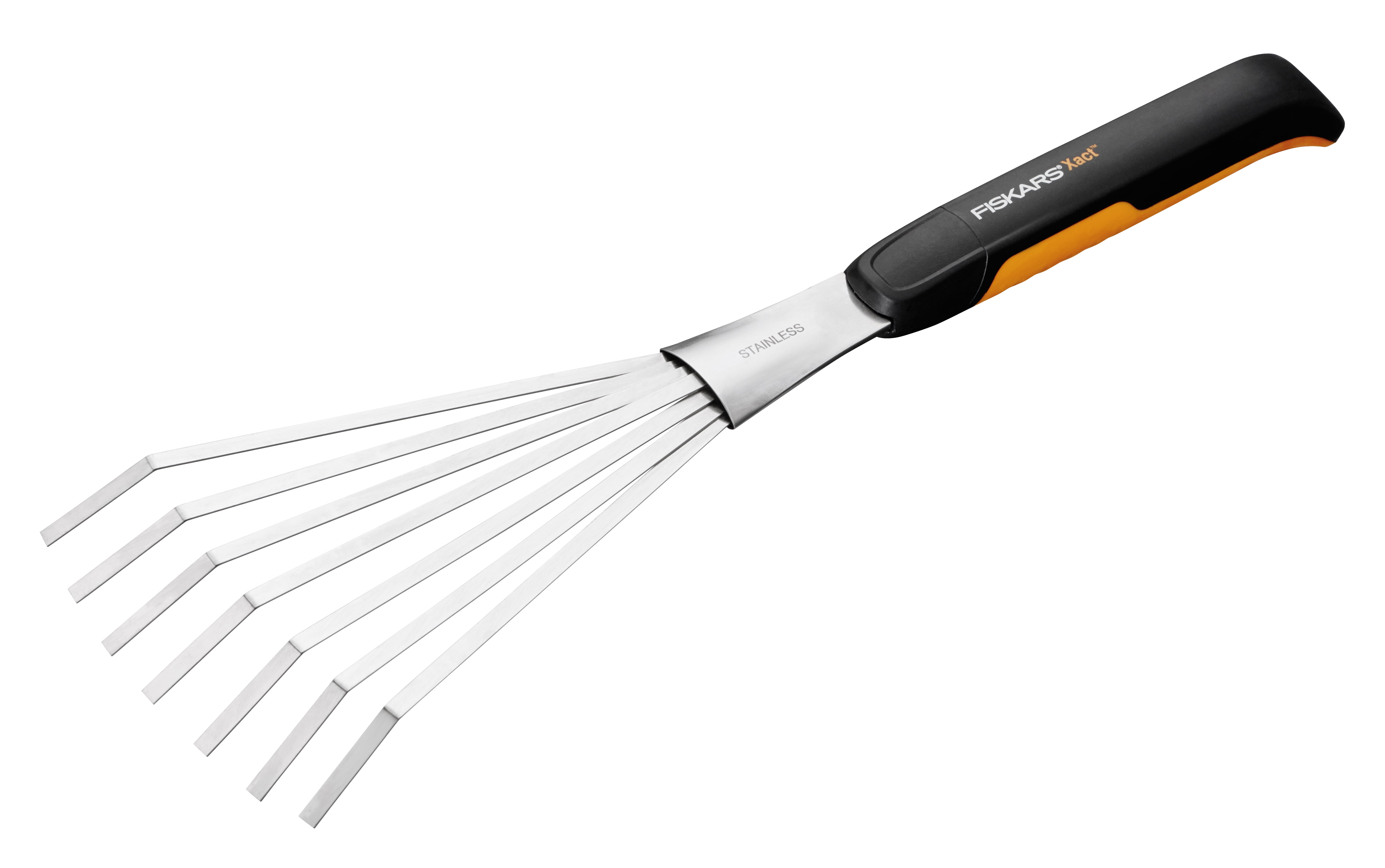 Fiskars Xact Hand Rake, 1 Piece, Stainless Steel, Orange and Black