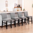 thumbnail image 3 of Homy Grigio Gray Fabric Modern Upholstered 24 inch Bar Stools with Full Back and Black Solid Wood Legs sets of 2, 3 of 5
