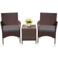 thumbnail image 1 of WLXIANG Patio Porch Furniture Sets 3 Pieces PE Rattan Wicker Chairs with Table Outdoor Garden Furniture Sets (Brown/Grey), 1 of 9