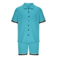 thumbnail image 4 of RYRJJ Men's 2 Pieces Shirts Set Summer Casual Short Sleeve Button-Down Golf Shirts and Shorts Hippie Holiday Beach Outfits(Sky Blue,M), 4 of 6