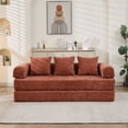 thumbnail image 2 of SESSLIFE Sofa Bed, Convertible Chenille Fabric Boneless Couch, Sleeper Sofa with Pillows & Storage Pocket, No Assembly Folding Pull Out Couch for Living Room, Orange, 2 of 9
