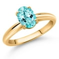 thumbnail image 2 of Gem Stone King 10K Yellow Gold Blue Apatite Solitaire Engagement Ring for Women (1.20 Cttw, Oval 8X6MM, Gemstone Birthstone, Available in Size 5, 6, 7, 8, 9), 2 of 4