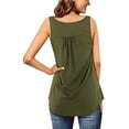 thumbnail image 3 of Fancyglim Women Summer Sleeveless Shirt V Neck Flowy Tank Tops Blouse Green M, 3 of 5