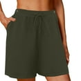 thumbnail image 2 of vigerkar Wide Leg Linen Shorts for Women Elastic Drawstring High Waisted Bermuda Shorts Casual Loose Summer Soft Lounge Short Green, XXL, 2 of 6