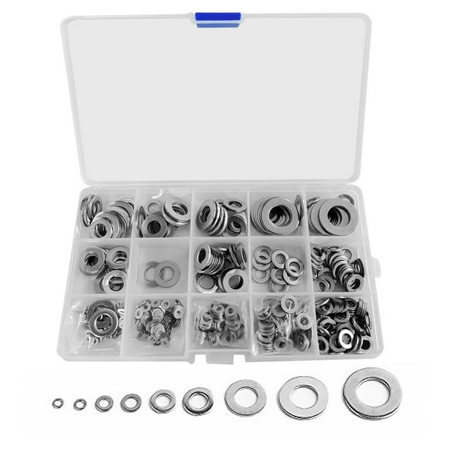 Wweixi Joint de Vis en Acier Inoxydable 304 Étanche Rond Plat Accessoires de Vis, Argent, 684 Pcs