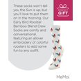 thumbnail image 7 of MeMoi Early Bird Rooster Bamboo Blend Crew Novelty Socks - Womens - Female, 9-11, Winter White, 7 of 7