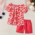thumbnail image 2 of Summer Toddler Girl Clothes Girl Clothes Size 6 Toddler Baby Girl Summer Clothes Short Sleeves T-Shirt Tops + Shorts Cute Outfits Set Pink 18-24 Months Girls Summer Set 1-6 Years,1-2 Years, 2 of 5