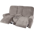 thumbnail image 4 of Housse de Causeuse Inclinable 2024 avec Console Centrale, Housse Extensible en Velours pour Fauteuil Inclinable 2 Places avec Porte-Gobelet, 4 of 10