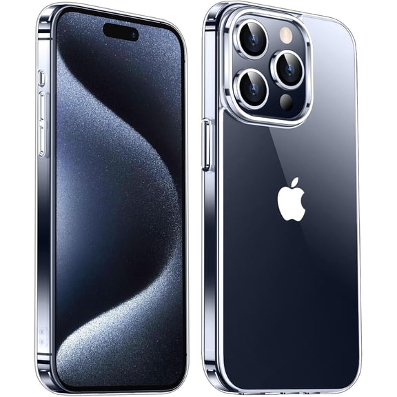 Transparent Case for Apple iPhone 15 Pro Max Clear Case, [Yellow Resistant] Hard Back Cover Soft Silicone, Shockproof Slim Case for Apple iPhone 15 Pro Max