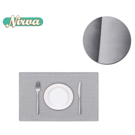 

Set of 6 Premium Solid Table Placemats for Dining Table Spill-Proof Waterproof Table Mats Heat-Resistant Kitchen Table Mats Washable 12x18 inches Grey