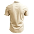 thumbnail image 3 of Boyscolos Mens Slim Fit Shirt Short Sleeve Button Down Dress Shirt Stretch Business Casual Summer Office Wear Beige 3XL, 3 of 4