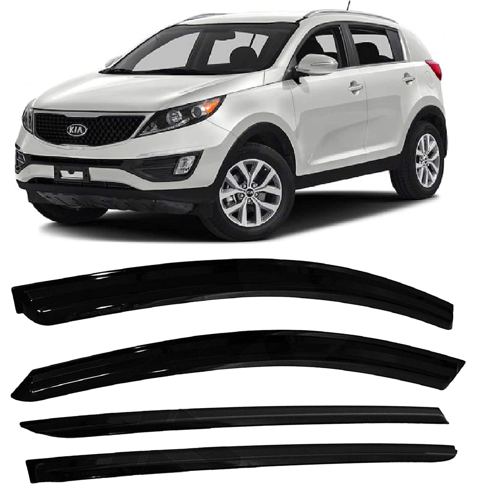 JSP Window Vent Visor For Kia Sportage 20112016 TapeOn Rain Guard
