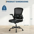 thumbnail image 3 of Office Desk Chair with High Back Mesh - Ergonomic Computer Chair for Home, Gaming & Work, Adjustable Height, Flip-Up Armrests & Lumbar Support, Comfy Swivel Seat(Black Net), 3 of 8