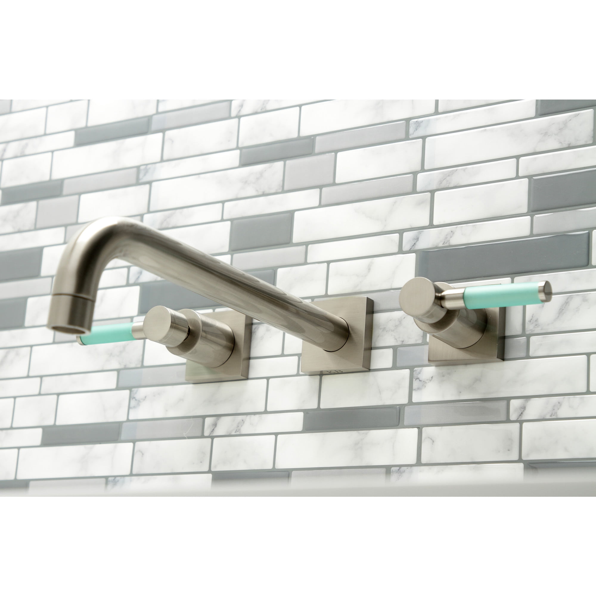 Kingston Brass KS6058DKL Kaiser Two-Handle Wall Mount Roman Tub Faucet, Brushed Nickel