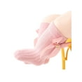 thumbnail image 2 of Faithtur Girl Ribbed Socks Pair, Toddler Elastic Cuff Solid Color Bow Decor Middle Length Baby Stockings, 2 of 6