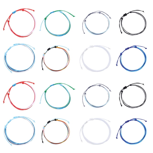 Paquete de 16 pulseras de cuerda para niñas, pulsera para mujer, pulsera de amistad de verano, tobillera Adepaton BST3002765-4