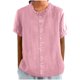 thumbnail image 3 of Tops de verano para mujer,Blusa de encaje con botones para mujer, cuello redondo, manga 3/4, poliéster, ideal para uso diario, sopatenor, 3 of 9