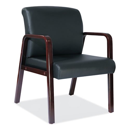 Alera Reception Lounge WL Series Guest Chair, 24.21" x 24.8" x 32.67", Black Seat, Black Back, Mahog | Bundle of 2