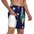 thumbnail image 6 of Rocae Astronaut Dinosaur and Space for Men's Swim Trunks Quick Dry With Two Side Pockets and One Lined Patch PocketX-Large, 6 of 9