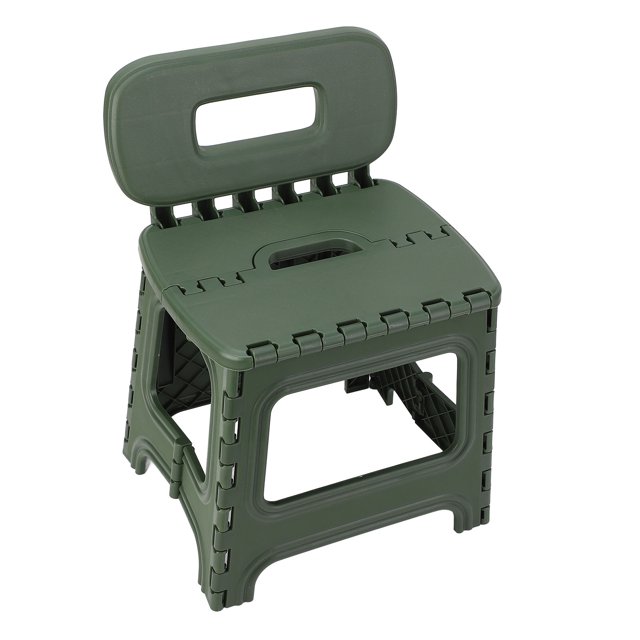Folding Step Stool, Lightweight PP Plastic Foldable Step Stool with Backrest, Holds Up to 300 Lbs, Opens Easy with One Flip, Collapsible Stool for Kitchen, Bathroom & Living Room