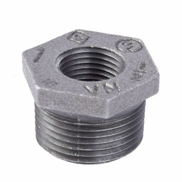 Buje hexagonal BK Products MPT de 1 pulgada x FPT de 1/2 pulgada, hierro negro