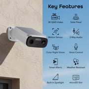 Geeni Falcon 2K+ 5MP Solar Outdoor Security Camera Dual-Band 2.4GHz & 5GHz White