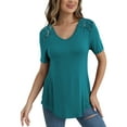 thumbnail image 3 of VERABENDI Women's Plus Size Tops Summer Short Sleeve Lace Trim Shoulder Tunic Blouses,M-4XL, 3 of 7