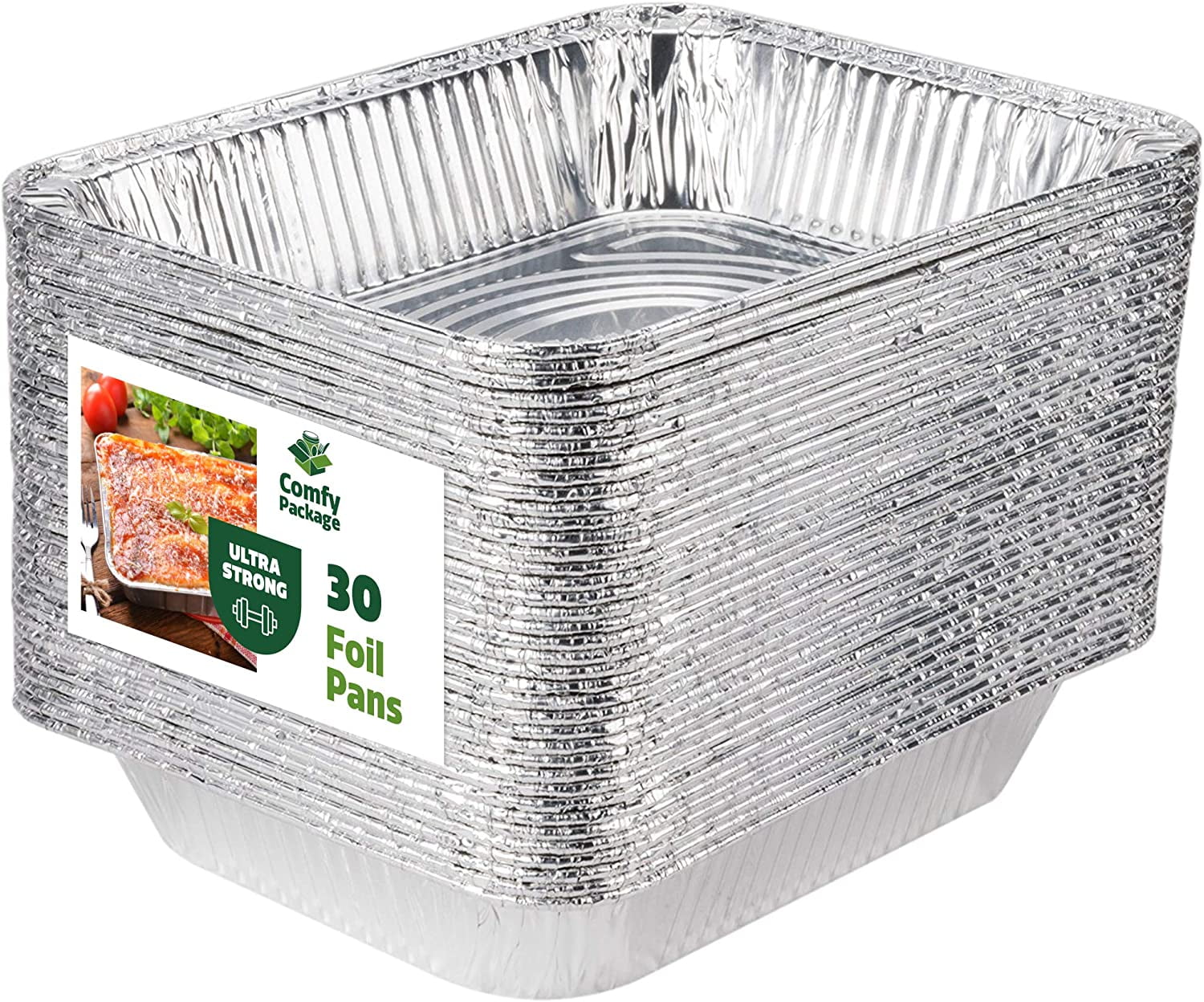 GUSTO 9x13 Disposable Aluminum Foil Pans Baking Pan Catering Trays, 30-Pack