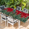 thumbnail image 2 of Red Christmas Table Cloths for 8 Foot Rectangle Tables, Snowflake Xmas Christmas Tree Patio Waterproof Elastic Fitted Tablecloths, Washable Rectangular Table Cover for Camping, 2 of 8