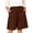 Brown, variant on Women's Solid Color Bermuda Shorts Skort, French Style Wide Leg Culotte Shorts, Lightweight Breathable Polyester A-Line Loose Draped Five Inch Shorts with Side Pockets Black M