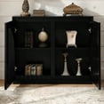 thumbnail image 4 of Oufan Farmhouse Sideboard Cabinet, Wooden Buffet Cabinet with 2 Fluted Doors & 2 Outlet Holes, Narrow Coffee Bar Cabinet for Living Room, Kitchen, 4 of 11