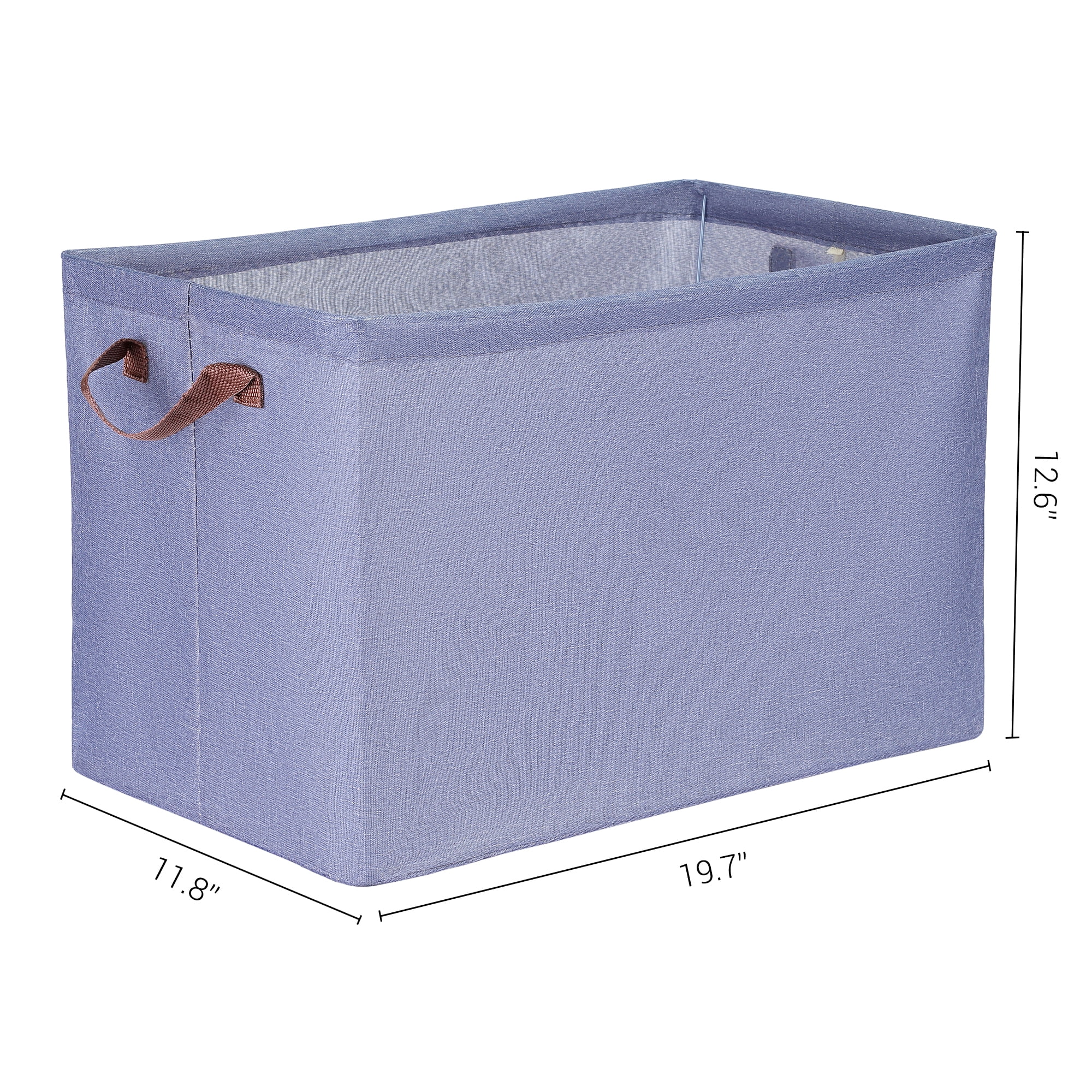 Unique Bargains Fabric Storage Bin with Handles, Collapsible Basket Navy Blue 19*11*8in
