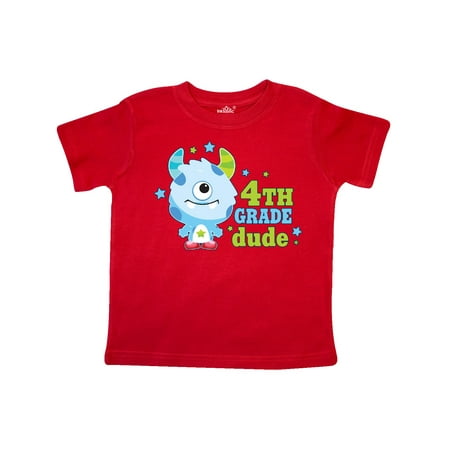 

Inktastic 4th Grade Dude with Cute Blue Monster Gift Toddler Boy Girl T-Shirt