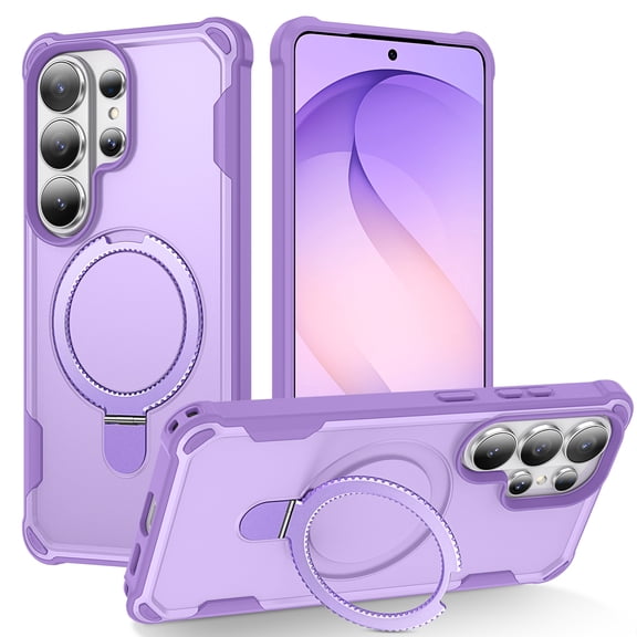 Dteck Magnetic Ring Stand Case for Samsung Galaxy S26 Ultra, Shockproof Built-in Metal Kickstand Strong Magnetic Car Mount Compatible Anti-Slip TPU   PC Protective Cover, Purple
