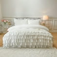 thumbnail image 3 of Waterfall Ruffle Duvet Cover ,3  White Shabby Chic Bedding Solid Color Soft and Breathable with Zipper Closure & Corner Ties, 3 of 7