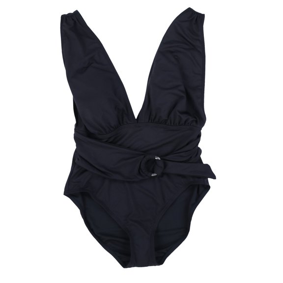 Michael Kors Women's Plunge One-Piece Swim Suit Black 16 New
