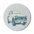 thumbnail image 1 of Retro Car Mouse Pad for Computers, Old Fashion Vintage Custom Collector Automobile Funky Graphic Design, Round Non-Slip Thick Rubber Modern Mousepad, 8" Round, Slate Blue Baby Blue, by Ambesonne, 1 of 2
