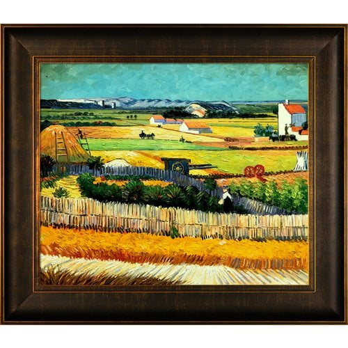 overstockArt Cezanne Still Life with Cottage Oak Frame Diamond Patterned with Bronze and Dark Stain Finish