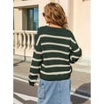 thumbnail image 6 of Striped Sweater Women Fall Winter Clothes Blouses Long Sleeve Crew Neck Knit Pullover Sweater Tops  Green M, 6 of 8