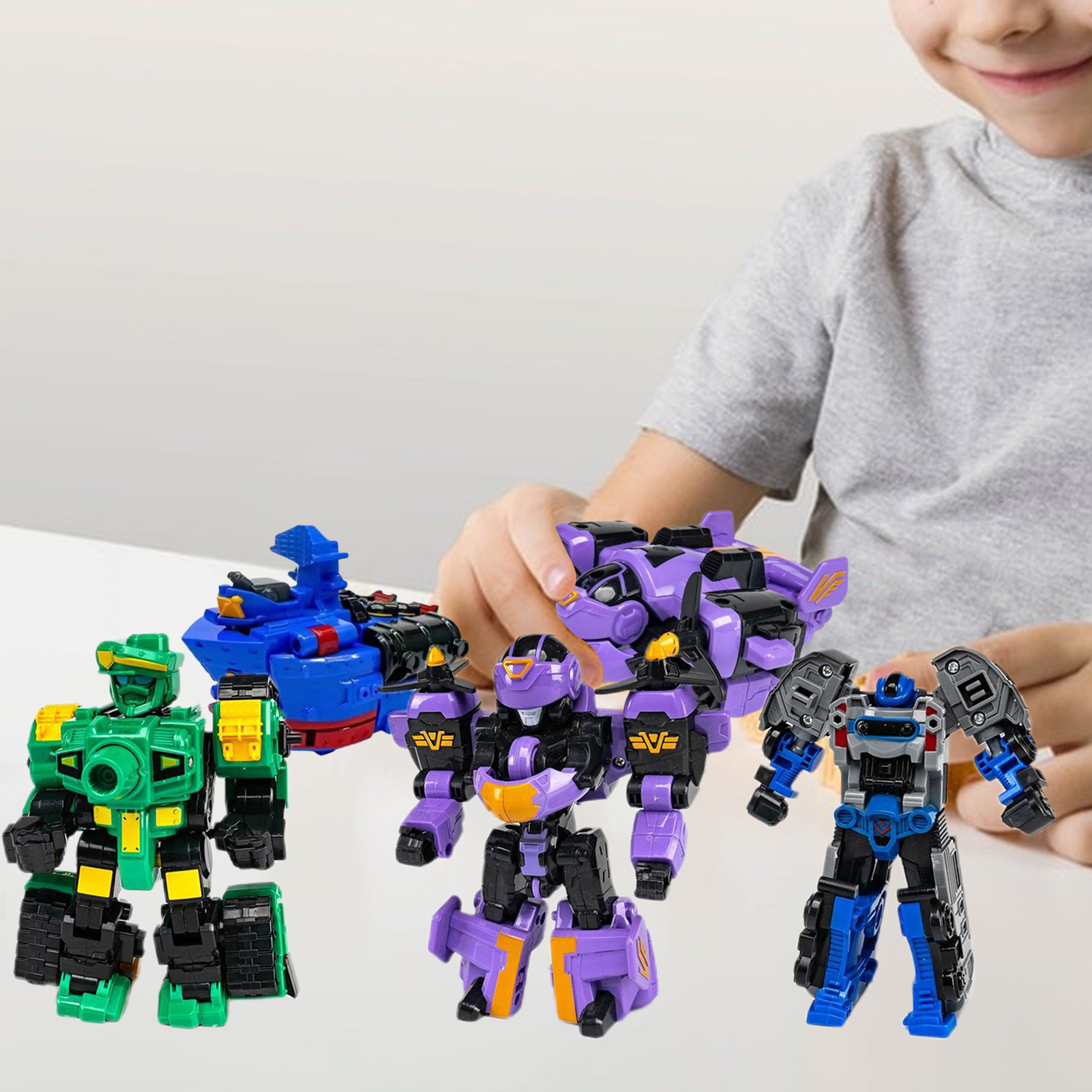 QCTime 15cm Robot Transformer Toy Various Style Fast Fighter Aircraft Tractor Tank Train Cartoon Model Toy Collectible Children Robot Transforming Vehicles Toy Birthday Gift - image 5 of 10
