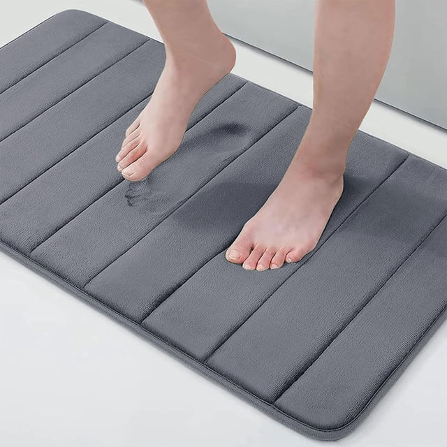 Alfombra de baño viscoelástica Buganda, gris oscuro, 86 x 51 cm