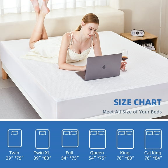100% Waterproof Mattress Protector, Breathable Cooling Bamboo 3D Air Fabric Mattress Cover, Soft Noiseless Bed Cover, Machine Washable, 8-21'' Deep Pocket (Queen)