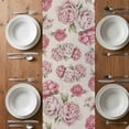 thumbnail image 6 of Pink Floral Table Runner - 48 Inch Long, Kitchen Dining Table Runner Dresser Scarves, Spring Summer Vintage Flower Leaf Farmhouse Decor for Coffee Tables Wedding Party Banquet, 6 of 8