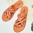 thumbnail image 4 of Ataiwee Women's Flat Slide Sandals - Casual Comfort Braided Multiple Cross Pinstripe Flat Summer Sandals., 4 of 7