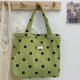thumbnail image 6 of Hfppkn Polka Dot Corduroy Lunch Handbag Reusable Small Tote Bag for Work Picnic 17x13x21cm Green, 6 of 7
