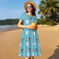 thumbnail image 4 of Balery Cat Fish Vestidos sueltos de manga corta para mujer, vestidos de verano 2025, vestidos casuales de corte A con vuelo., 4 of 6