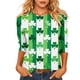 thumbnail image 2 of Xuyuer Women St Patricks Day Sweatshirts Lucky Clover Blouse Irish Shamrock Pullover 3/4 Sleeves Graphic Tops, 2 of 6