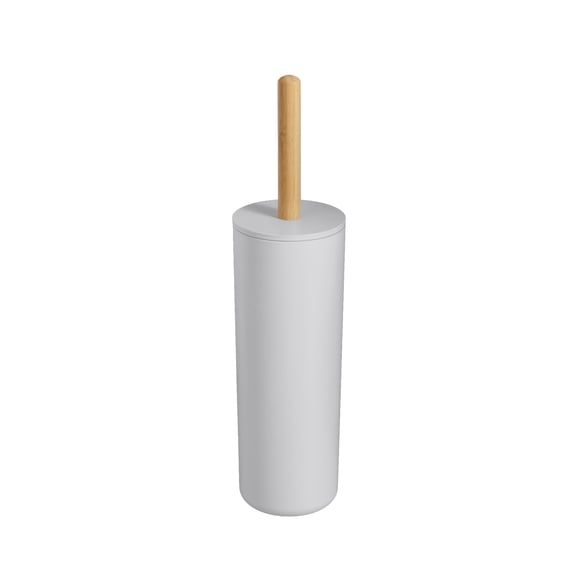 Mainstays Toilet Bowl Brush and Holder, White with Natural Bamboo Handle