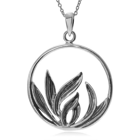 Brinley Co. Women's Sterling Silver Sweetgrass Open Circle Pendant Fashion Necklace, 18