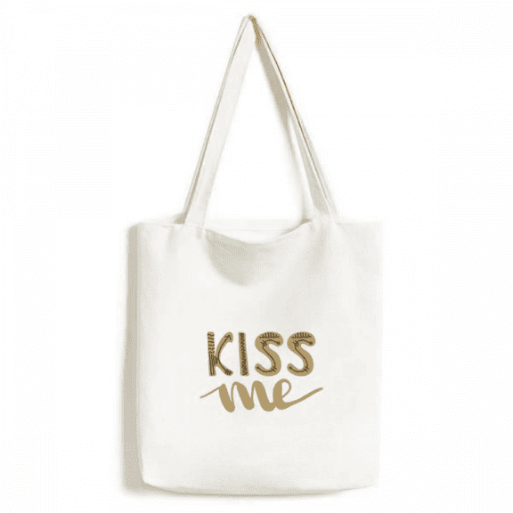 kiss me quote handwrite tote canvas bag shopping satchel casual handbag